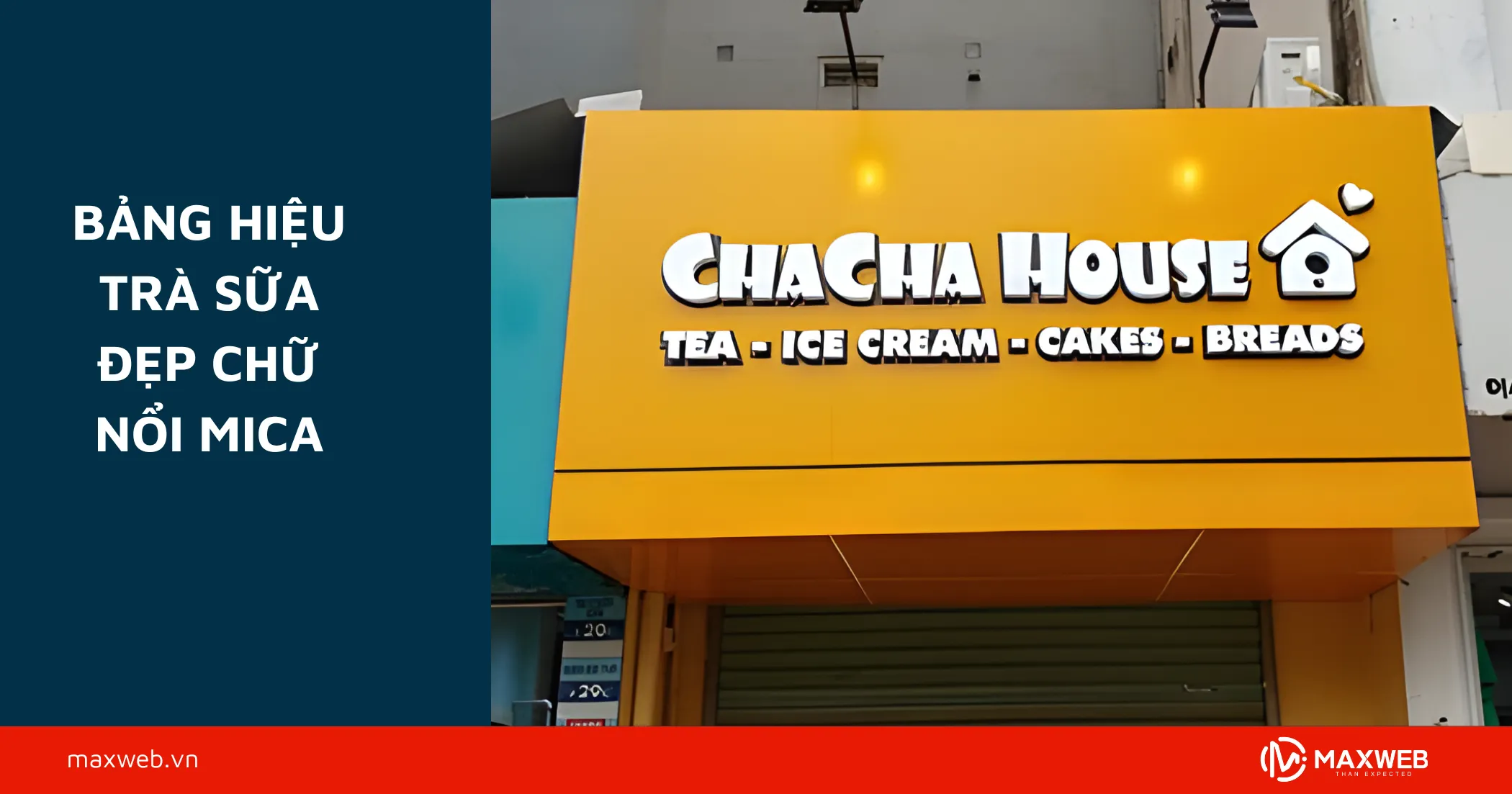 Bảng hiệu trà sữa đẹp chữ nổi mica