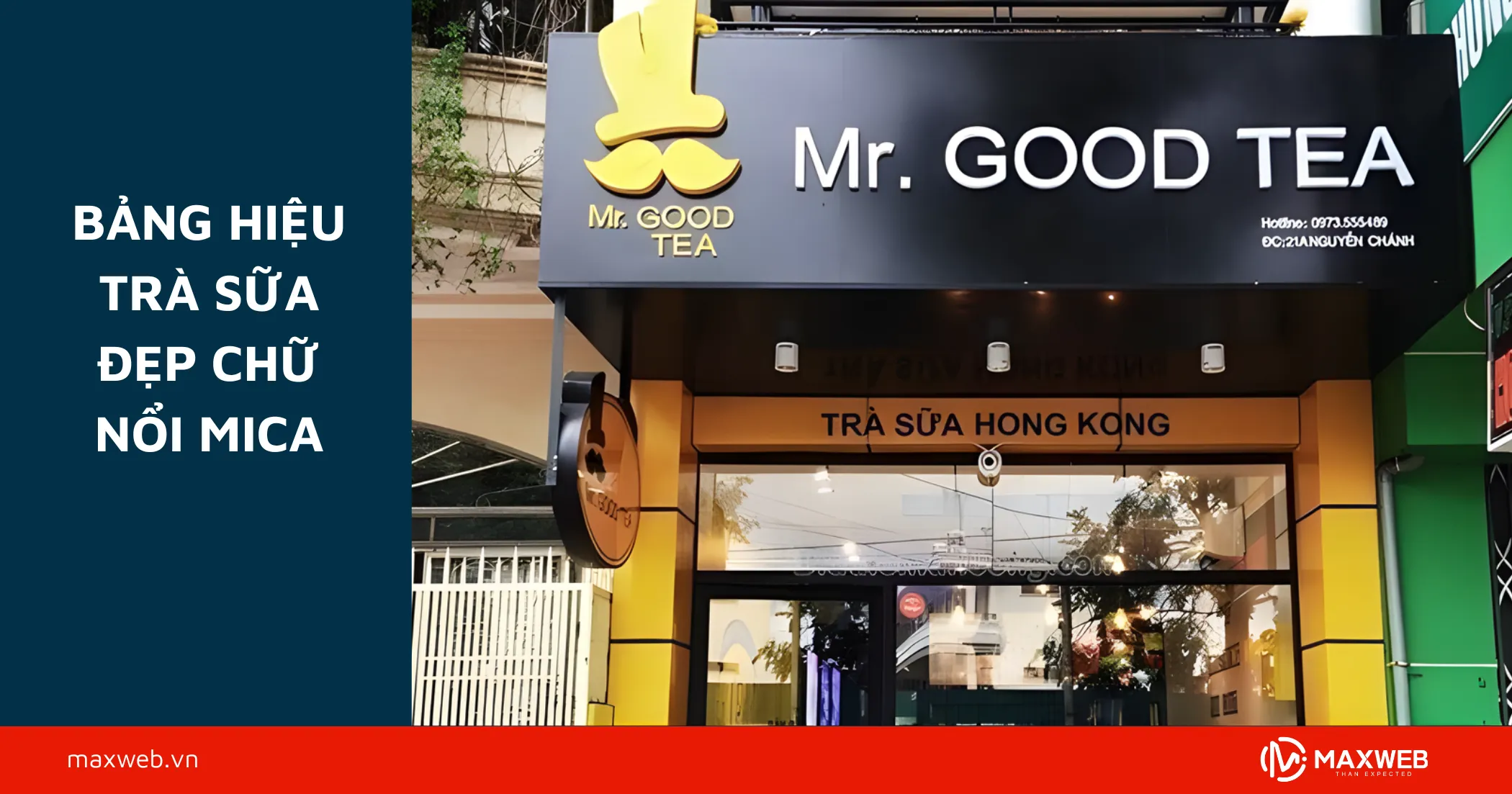 Bảng hiệu trà sữa đẹp chữ nổi mica