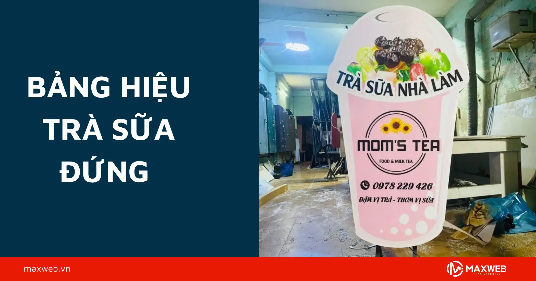 Bảng hiệu trà sữa đứng