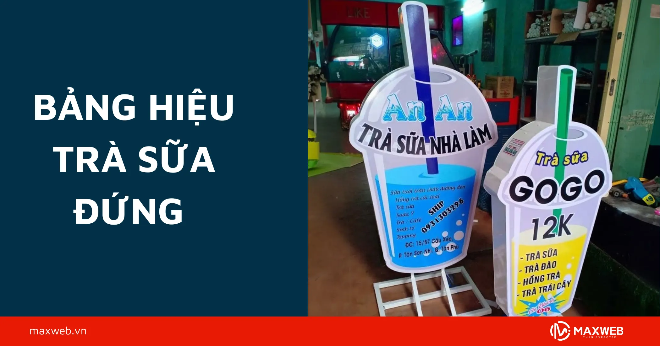 Bảng hiệu trà sữa đứng