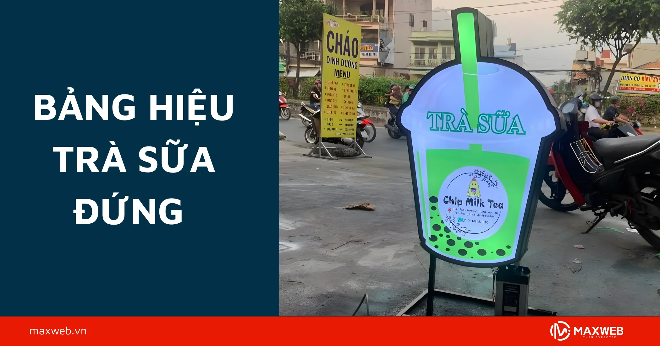 Bảng hiệu trà sữa đứng