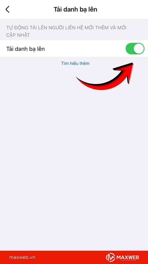 Bật tải danh bạ lên