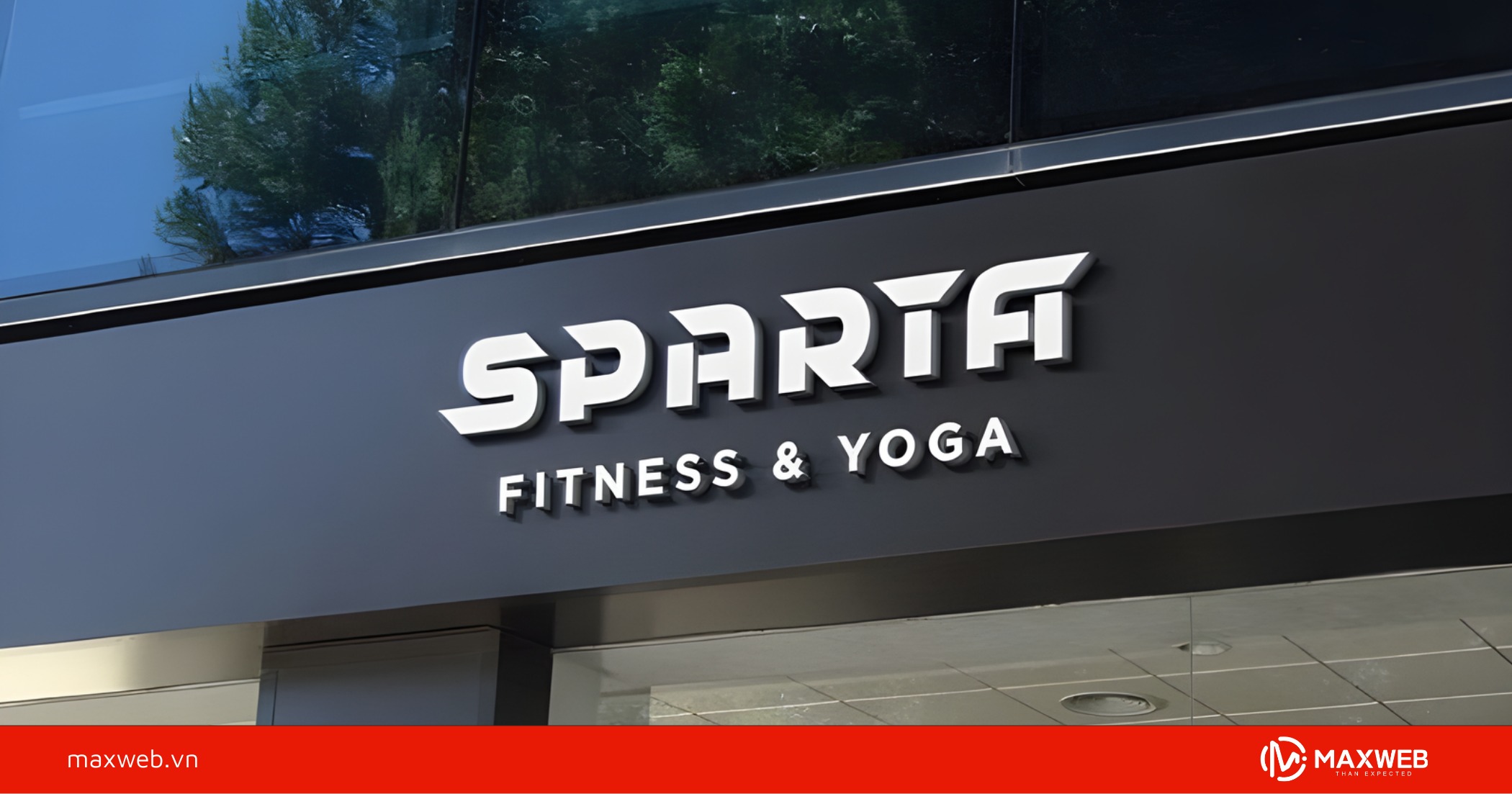 Biển quảng cáo phòng tập gym phong cách tối giản