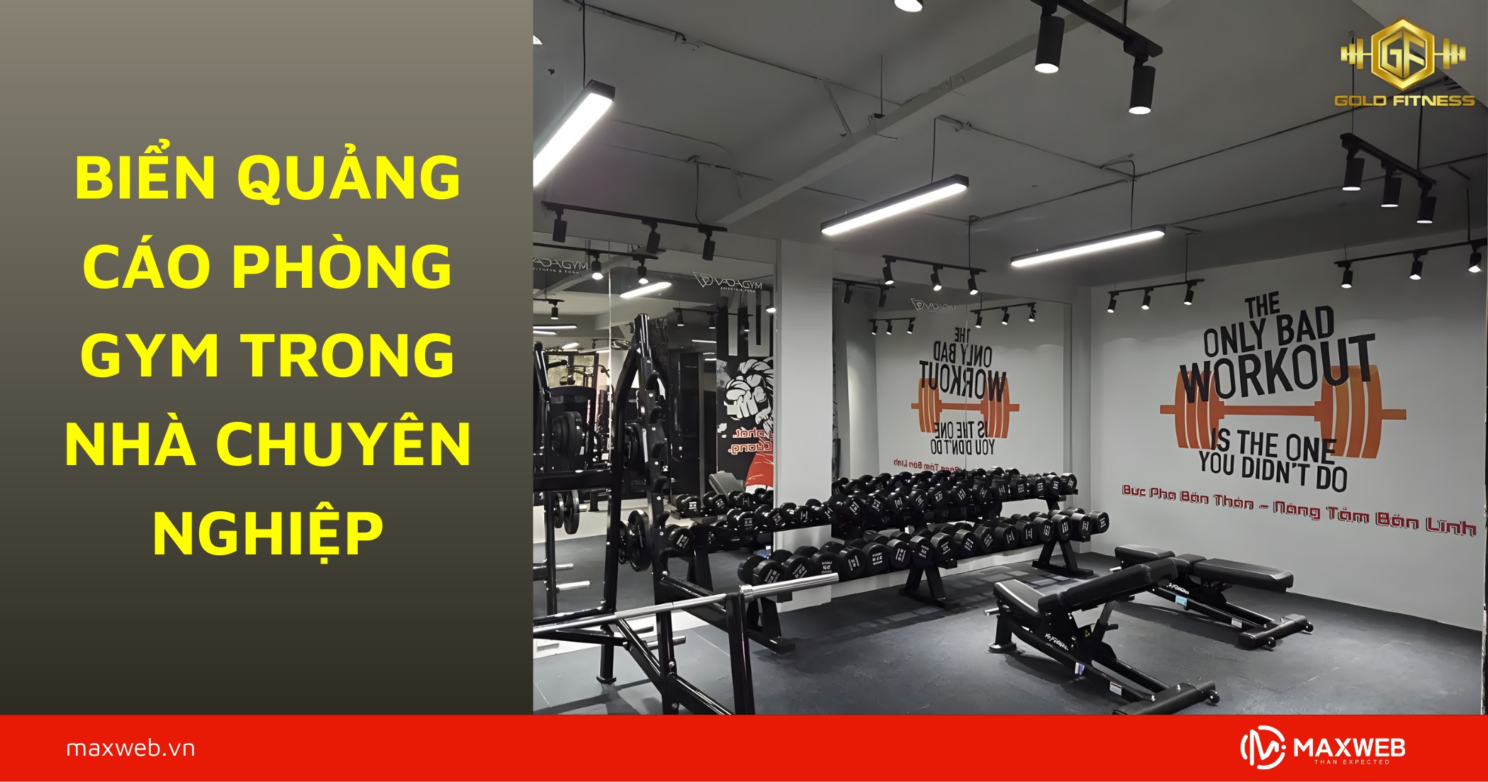 Biển quảng cáo phòng gym trong nhà