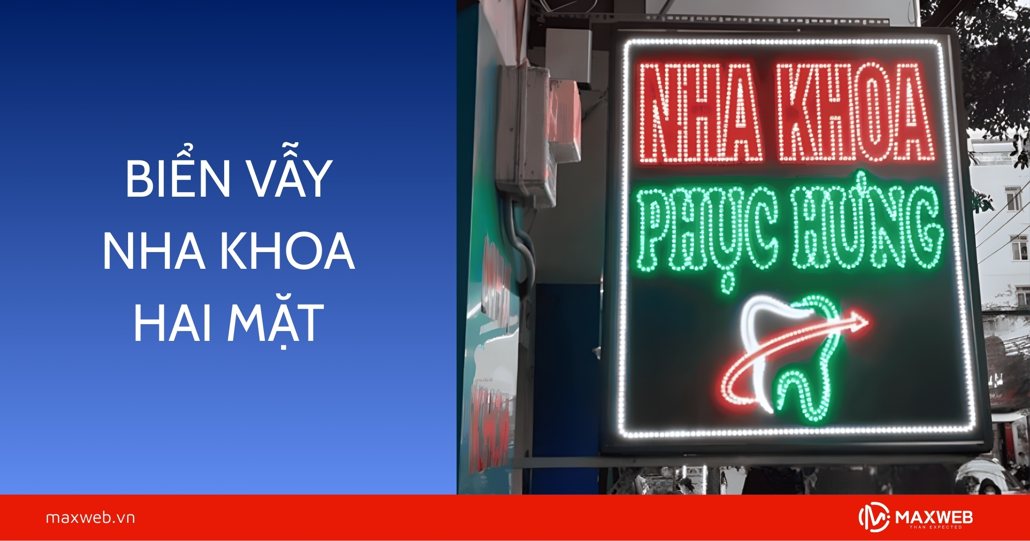 Biển vẫy nha khoa hai mặt thu hút khách