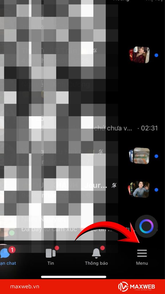 Chọn thanh ngang (≡) ở góc bên trái