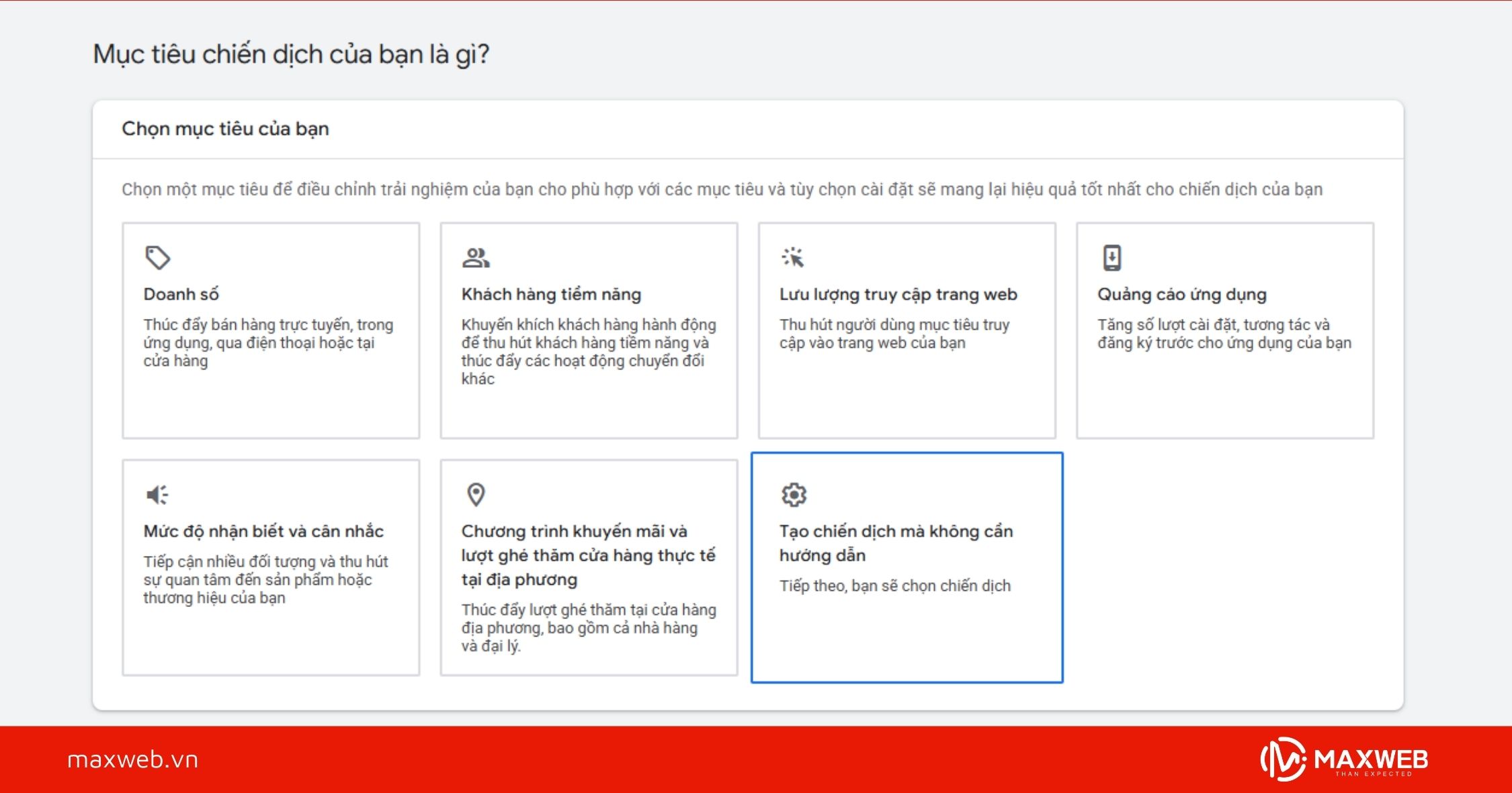 Bước 1: Tạo chiến dịch Google Ads Search và chọn mục tiêu
