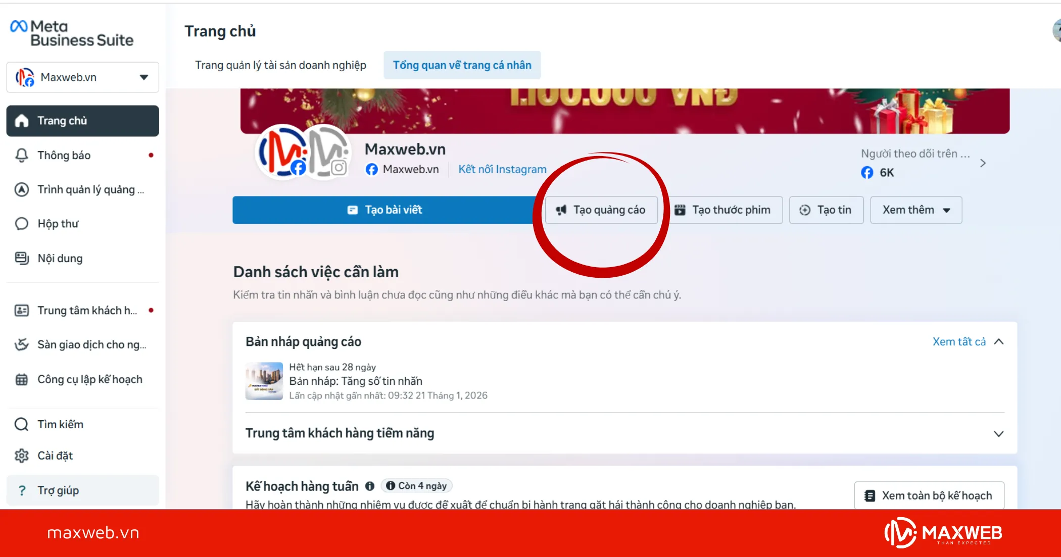 Vào Meta Business và tạo quảng cáo