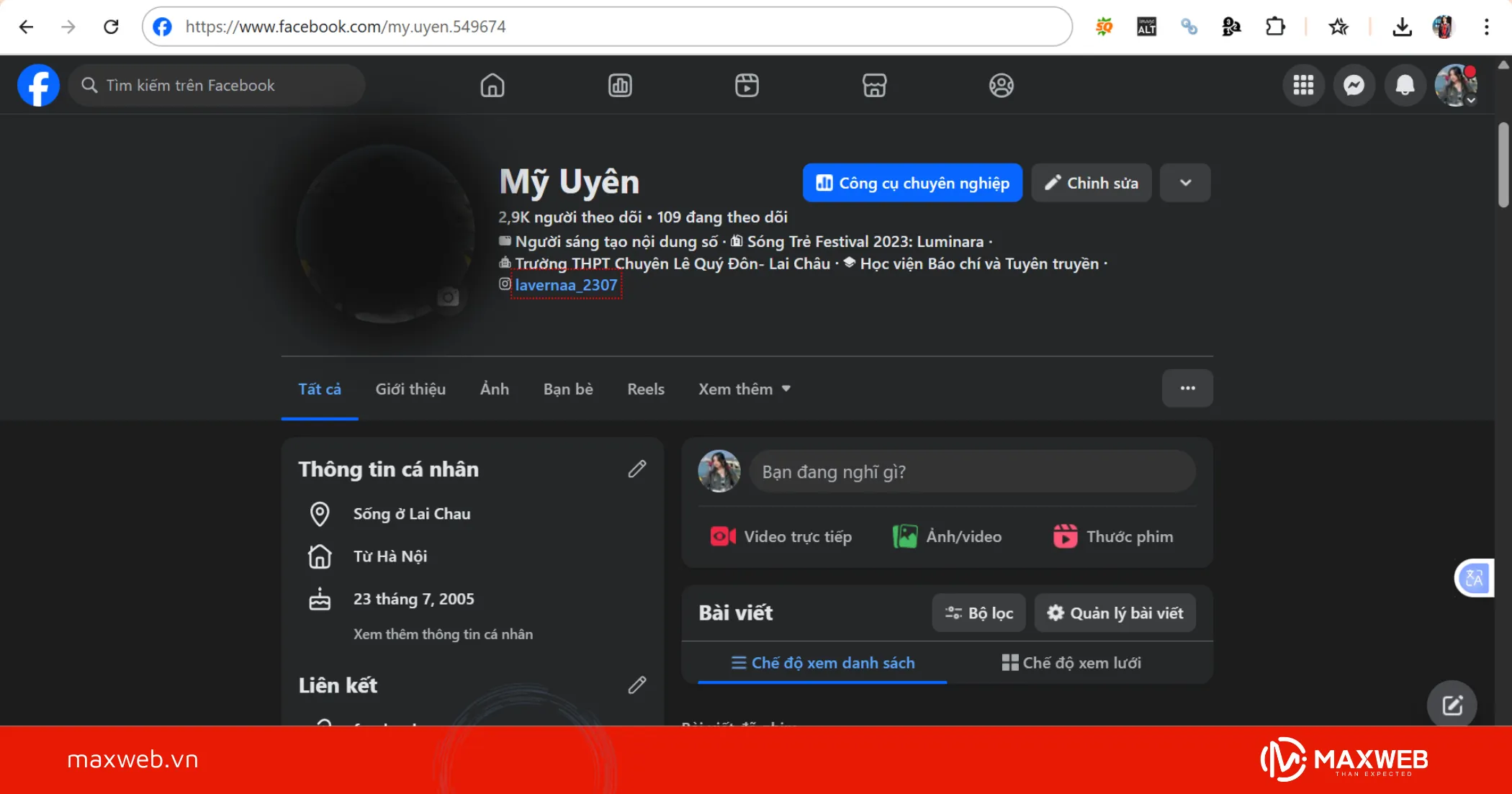 Truy cập trang cá nhân Facebook