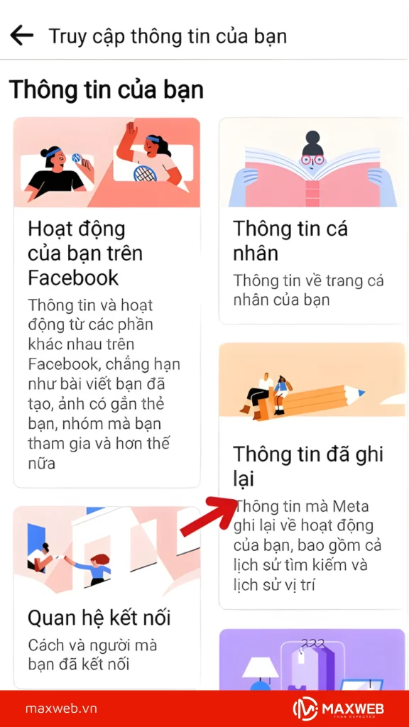 Chọn "thông tin đã ghi lại"