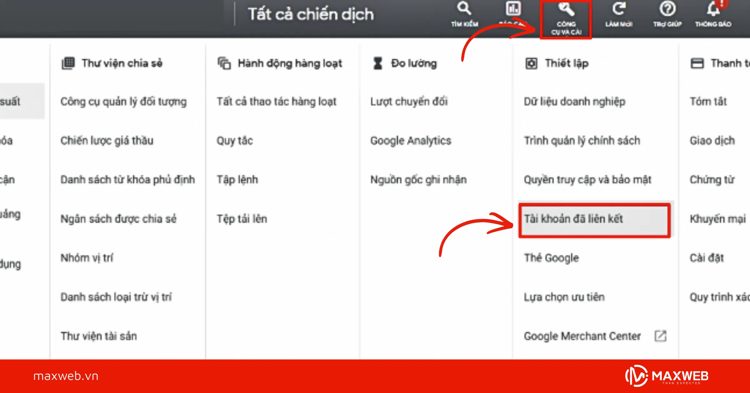 Bước 3: Liên kết Google Merchant Center với Google Ads
