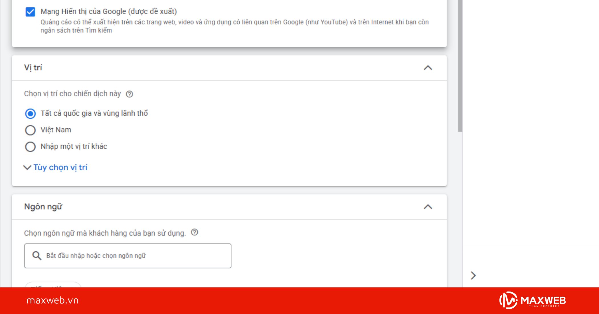 Bước 3: Cấu hình thông tin chiến dịch