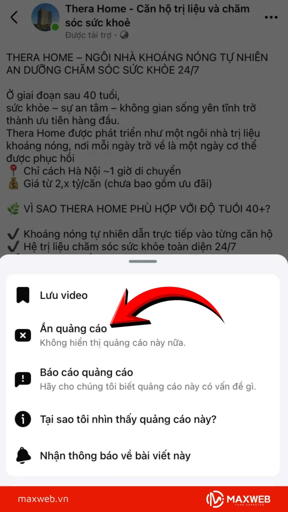 Chọn ẩn quảng cáo