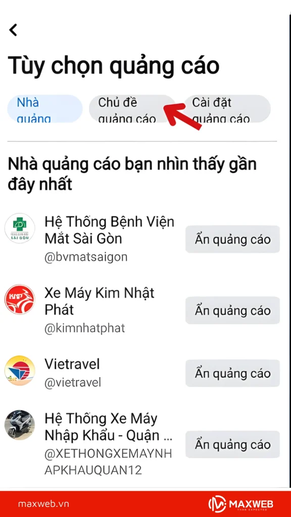 Chọn chủ đề quảng cáo