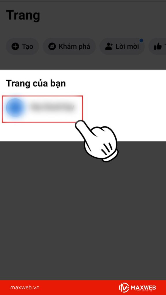 Chọn Fanpage cần lấy ID