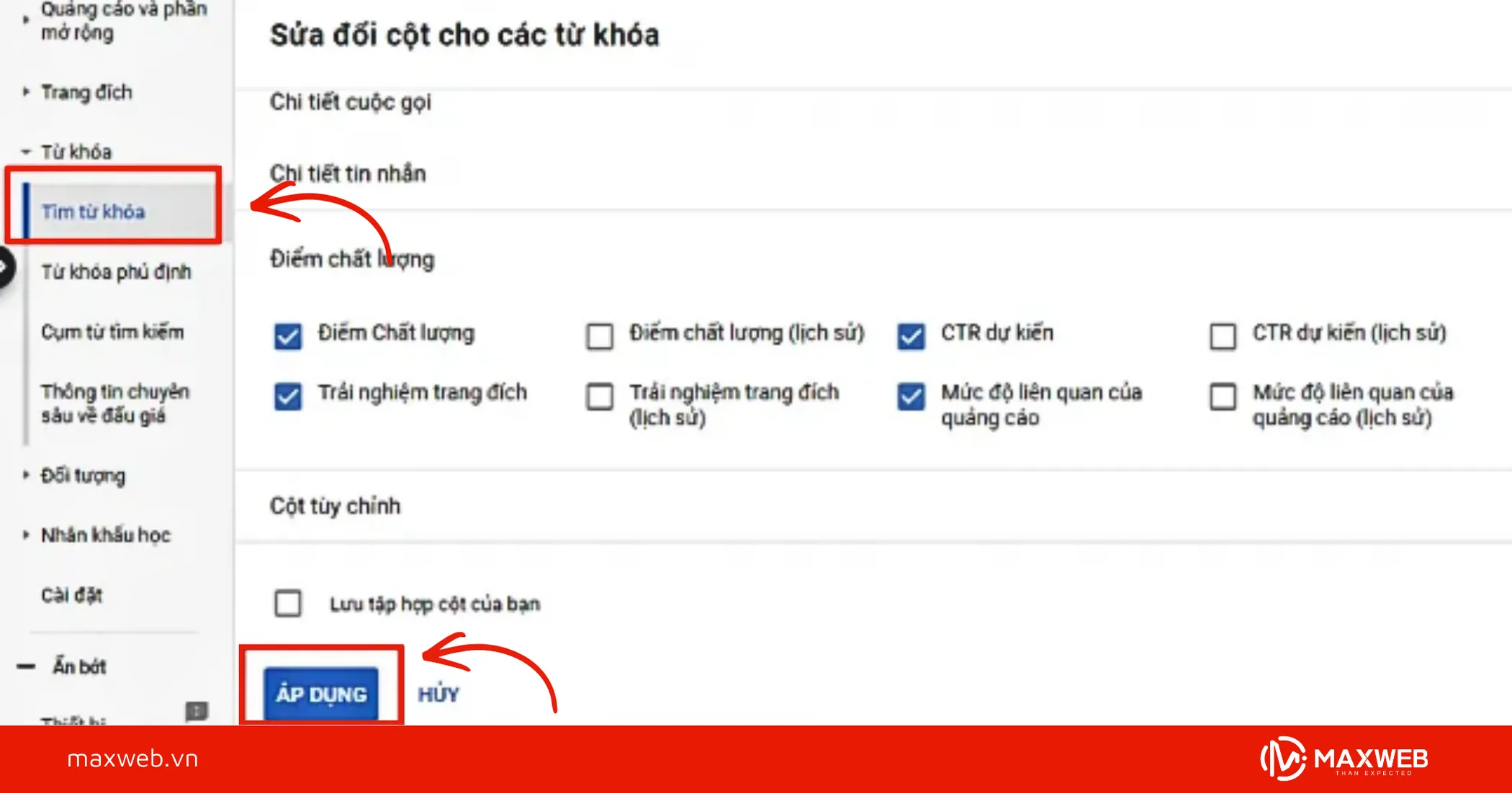 Bước 4: Lưu và phân tích điểm chất lượng từng từ khóa