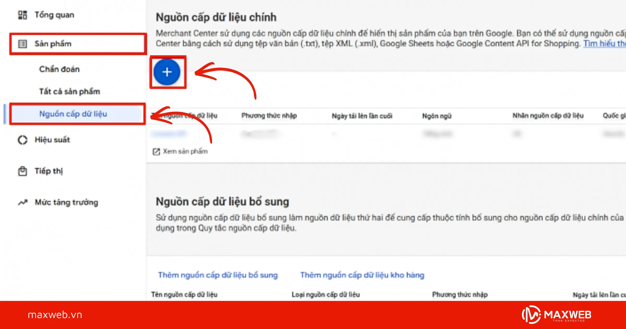 Bước 4: Tạo và cập nhật nguồn dữ liệu sản phẩm
