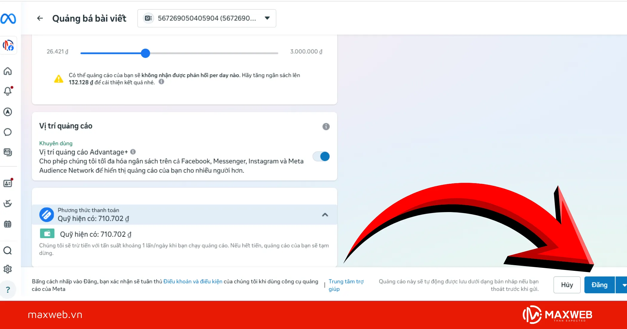 Kiểm tra lại và nhấn đăng quảng cáo