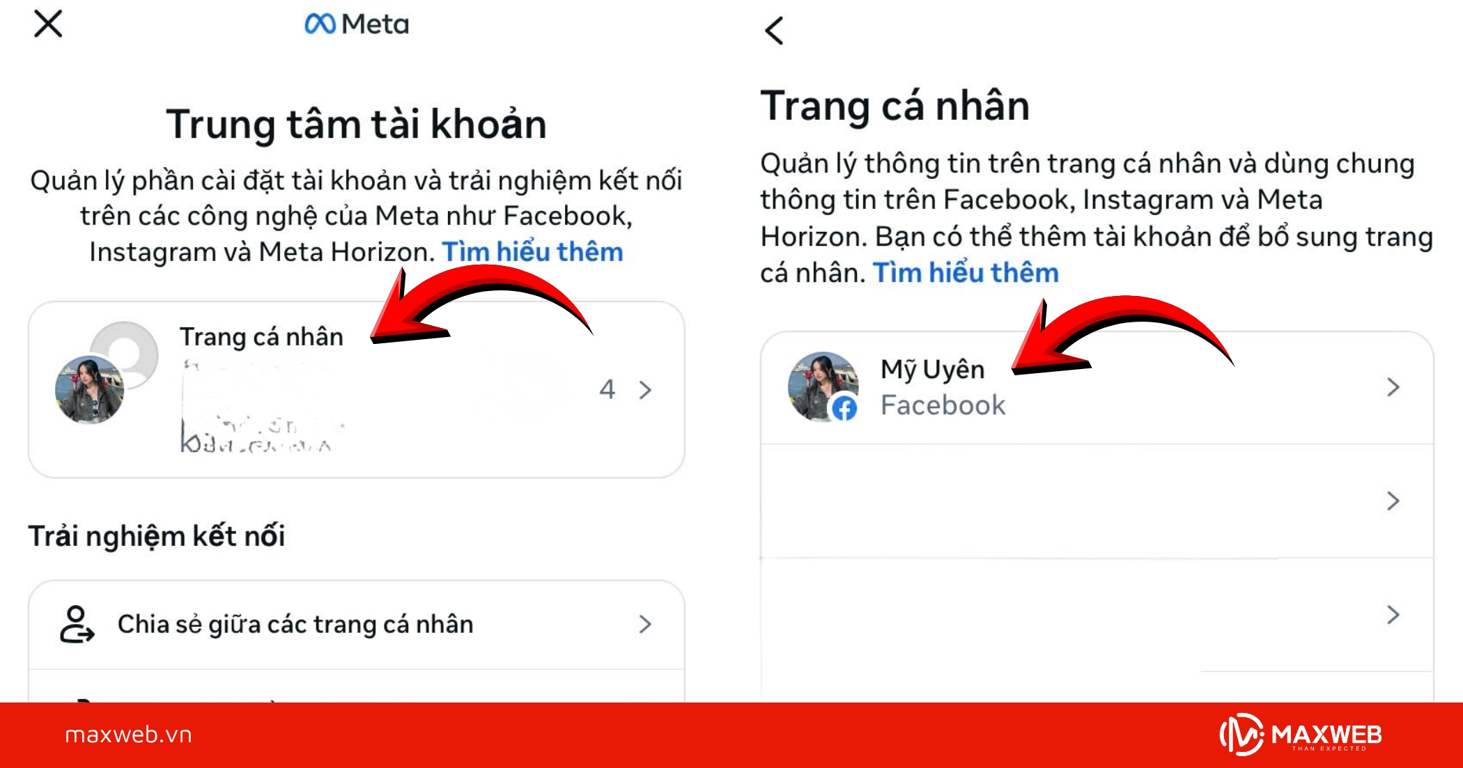 Chọn Trang cá nhân cần đổi ID