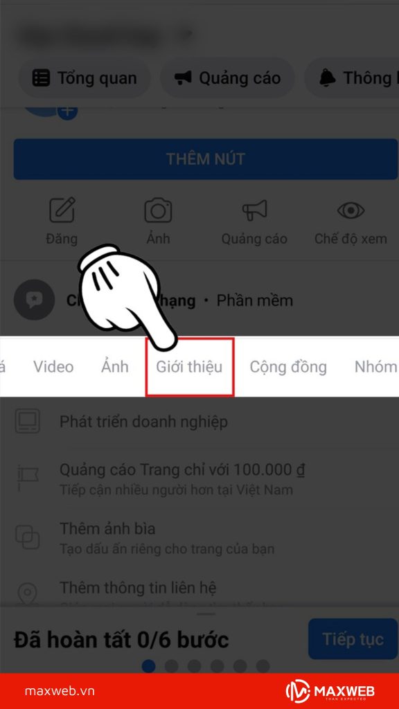 Truy cập phần Giới thiệu của Fanpage