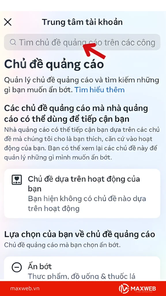 Chọn chủ đề muốn ẩn bớt