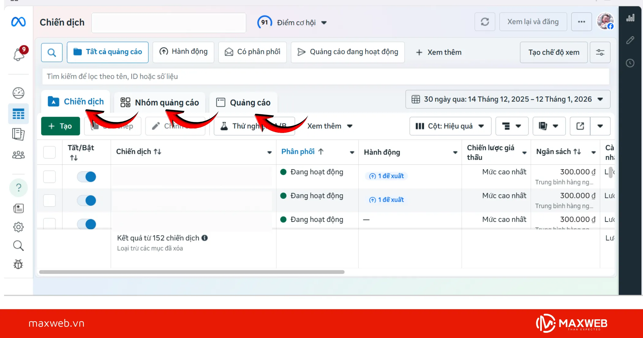 Các nhóm quảng cáo trên ads manager
