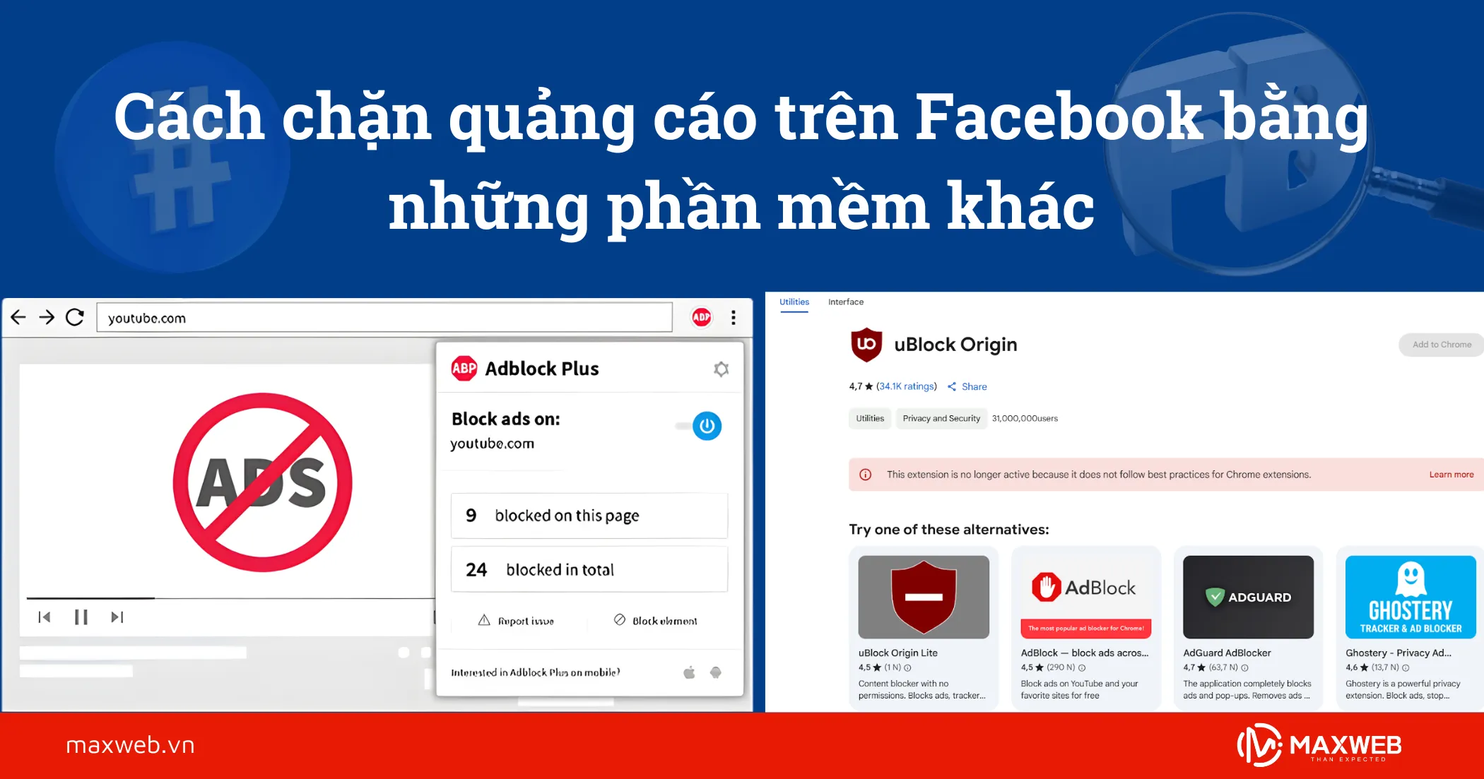 Cách chặn quảng cáo trên Facebook bằng những phần mềm khác
