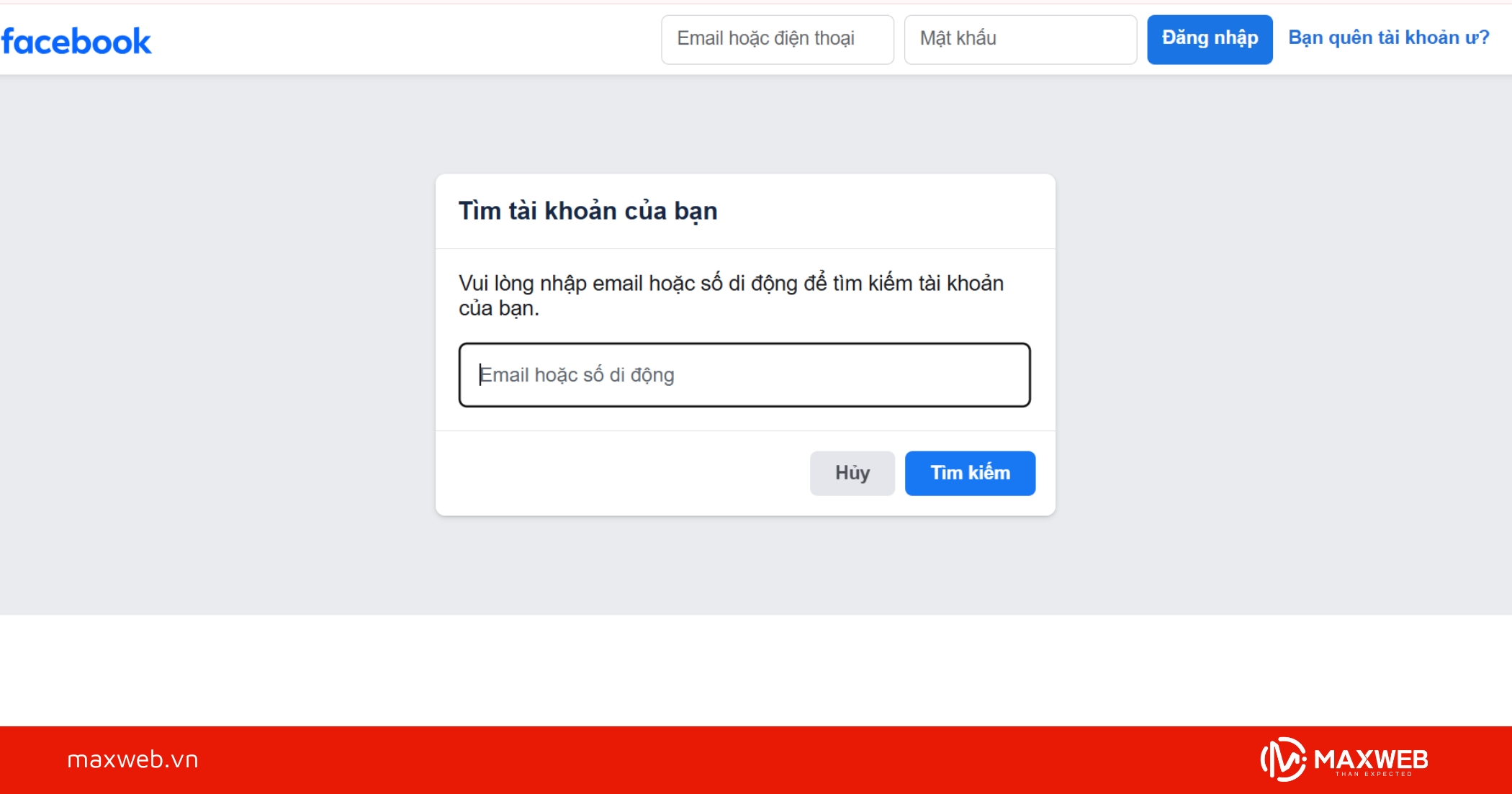Chọn quên mật khẩu