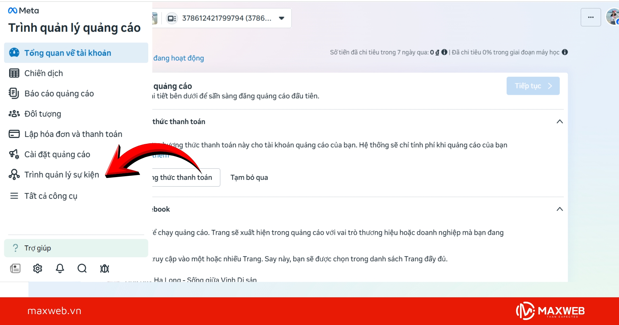 Truy cập Trình quản lý sự kiện