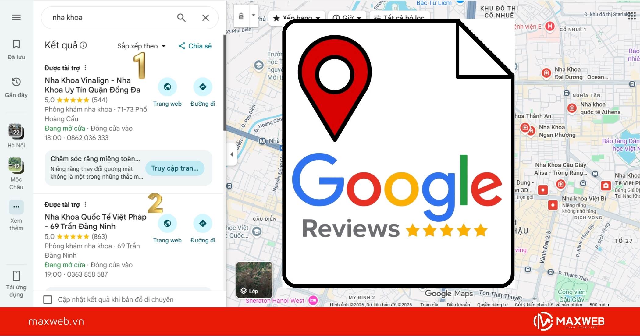 Giải pháp tăng độ uy tín phòng khám nha khoa với dịch vụ Review Map tại Maxweb