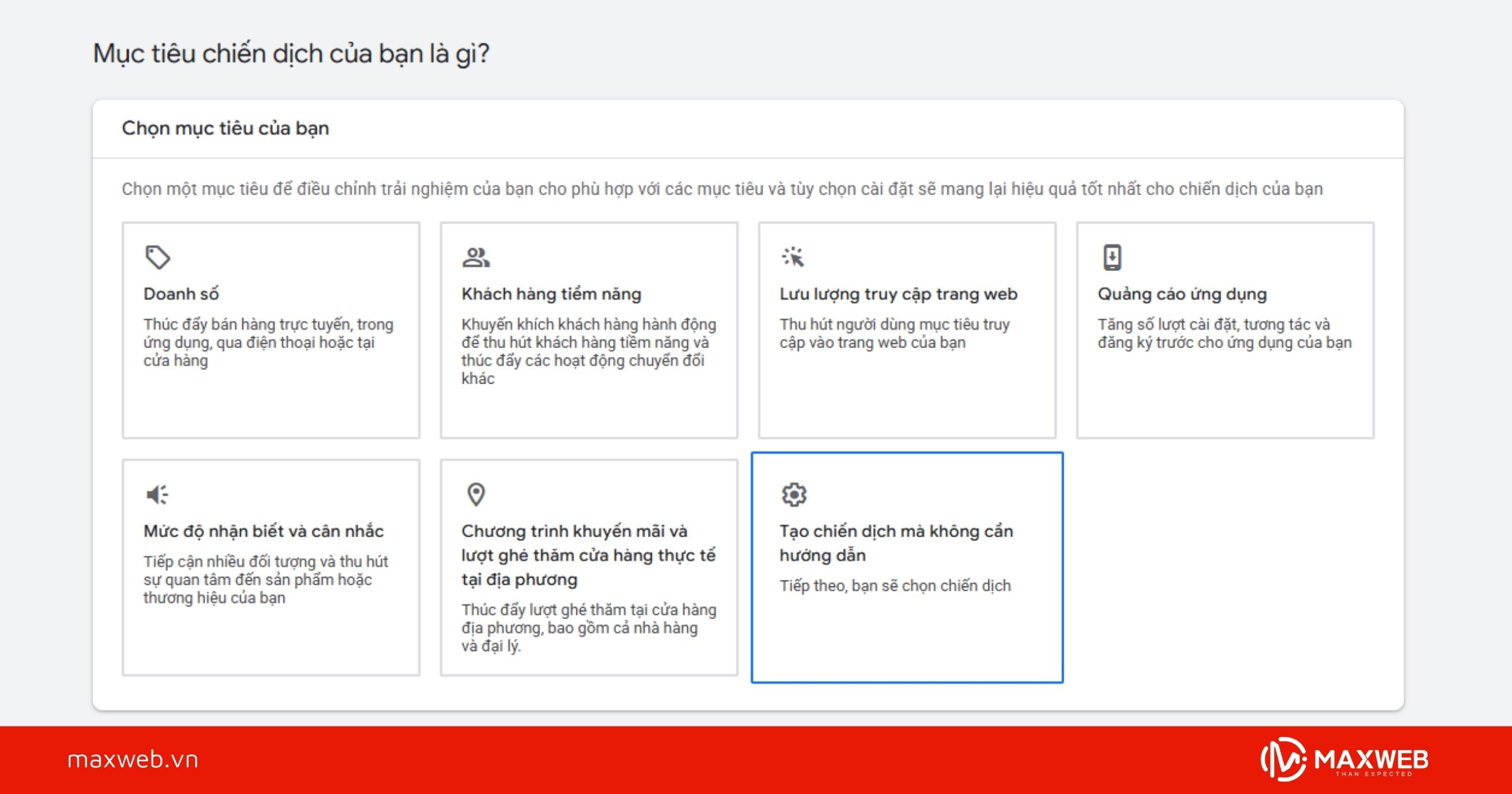 Lựa chọn mục tiêu và chọn loại chiến dịch