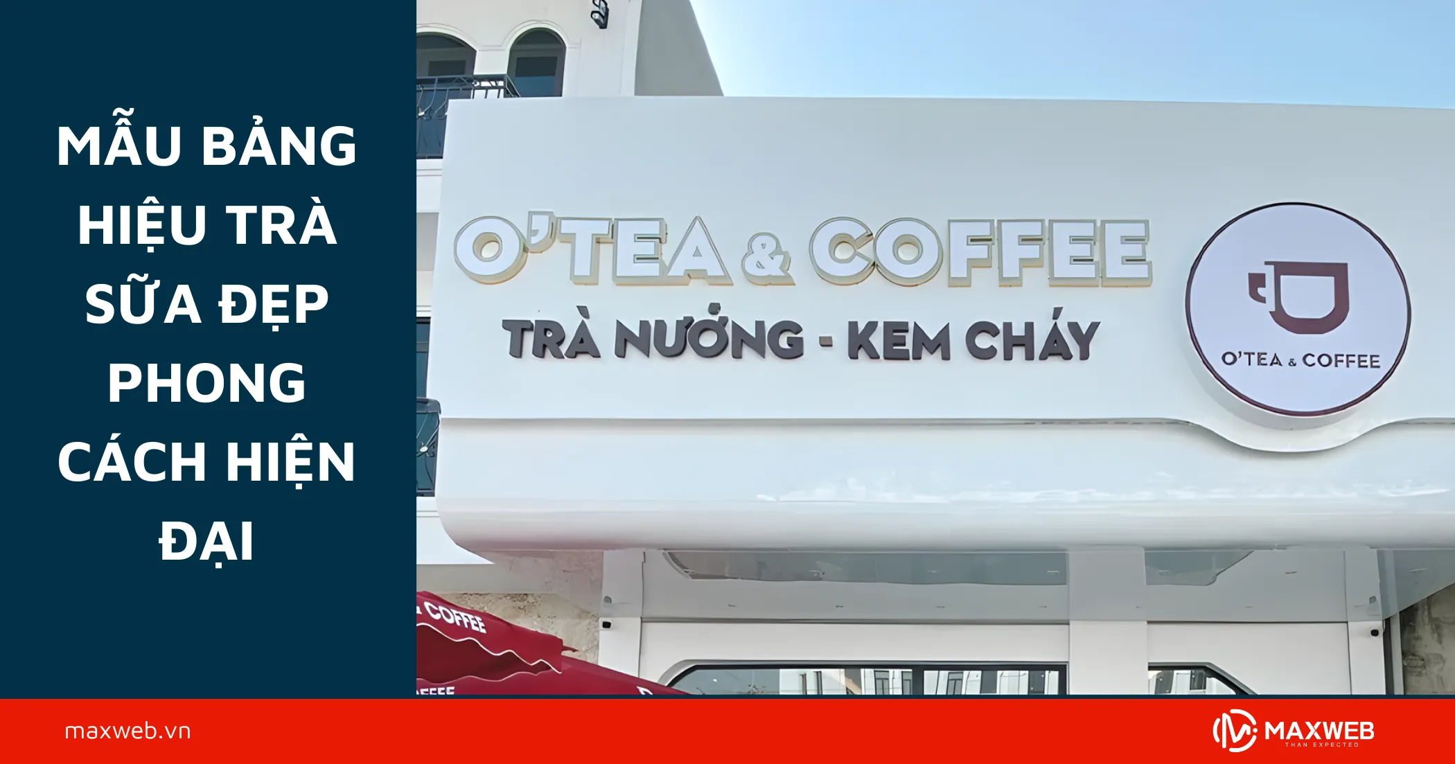 Mẫu bảng hiệu trà sữa đẹp phong cách hiện đại