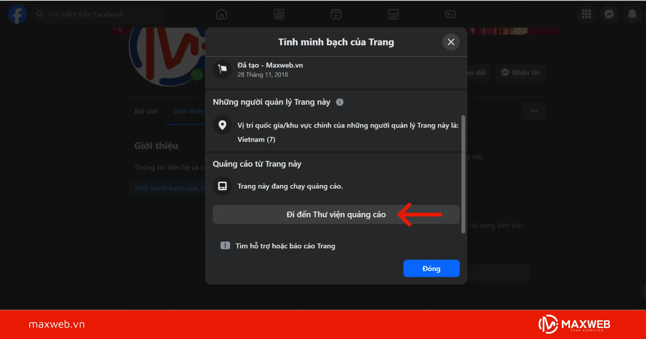 Hướng tới thư viện quảng cáo.