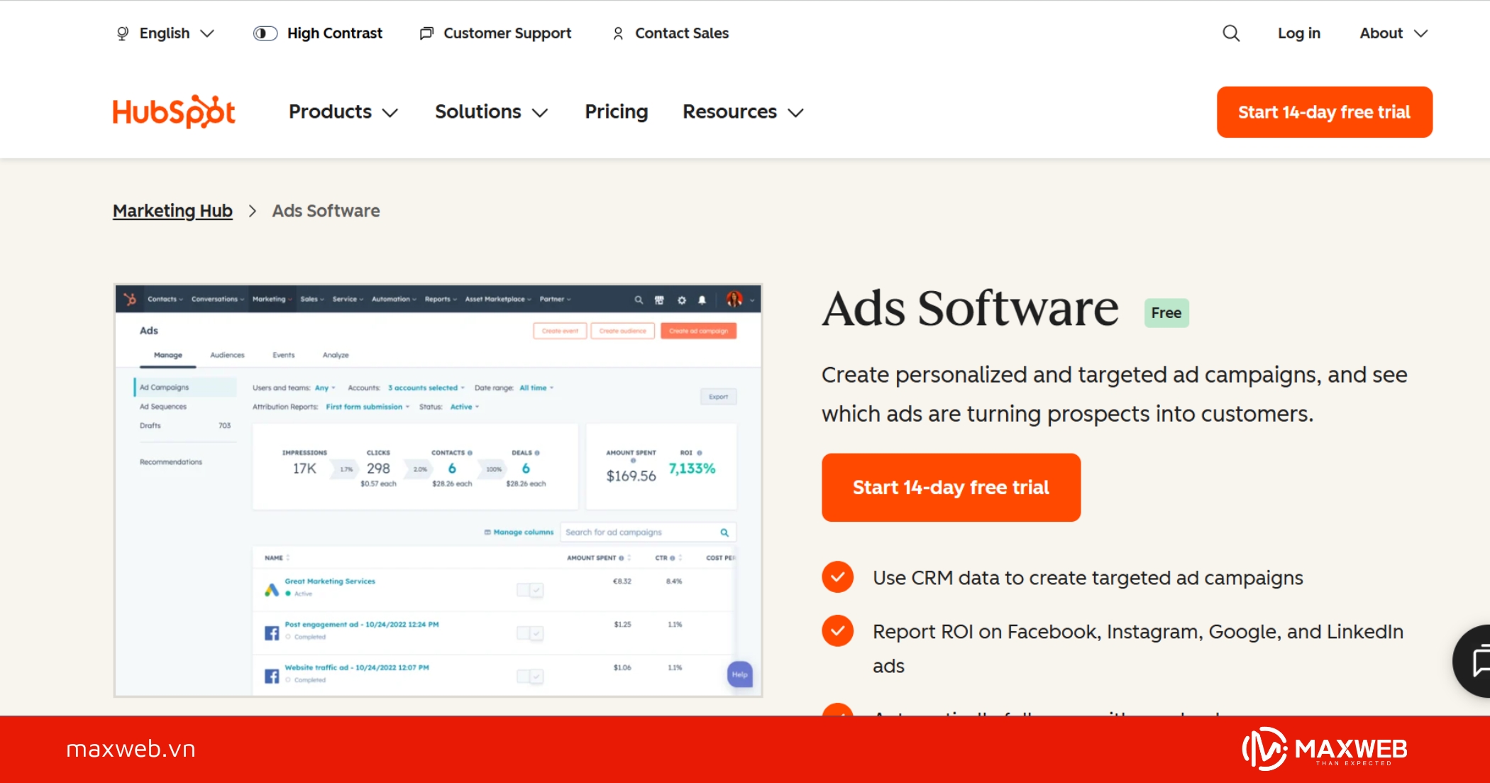 HubSpot Ad Management Software