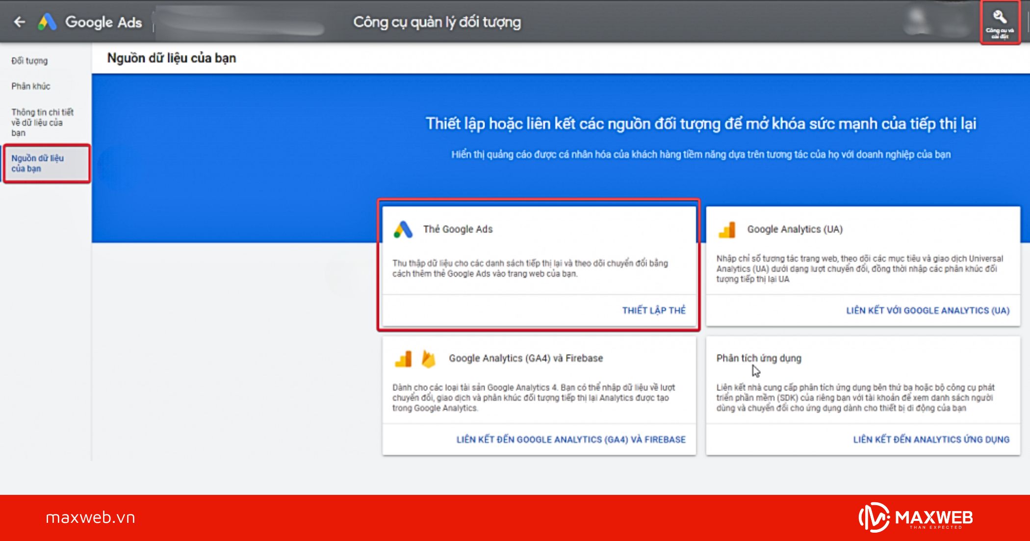 Bước 1: Lấy đoạn mã Google Ads Remarketing