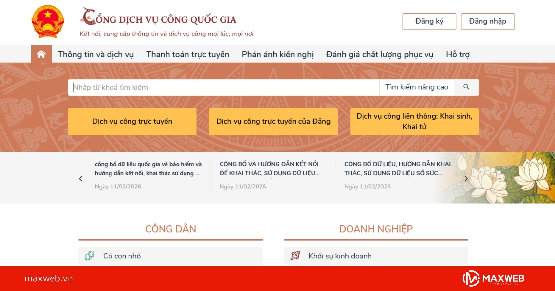 Bước 1: Truy cập Cổng Dịch vụ công quốc gia