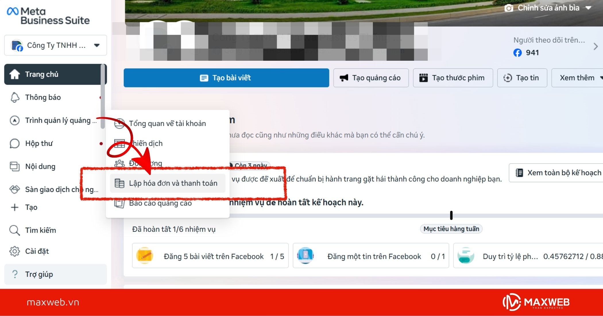 Truy cập cài đặt thanh toán