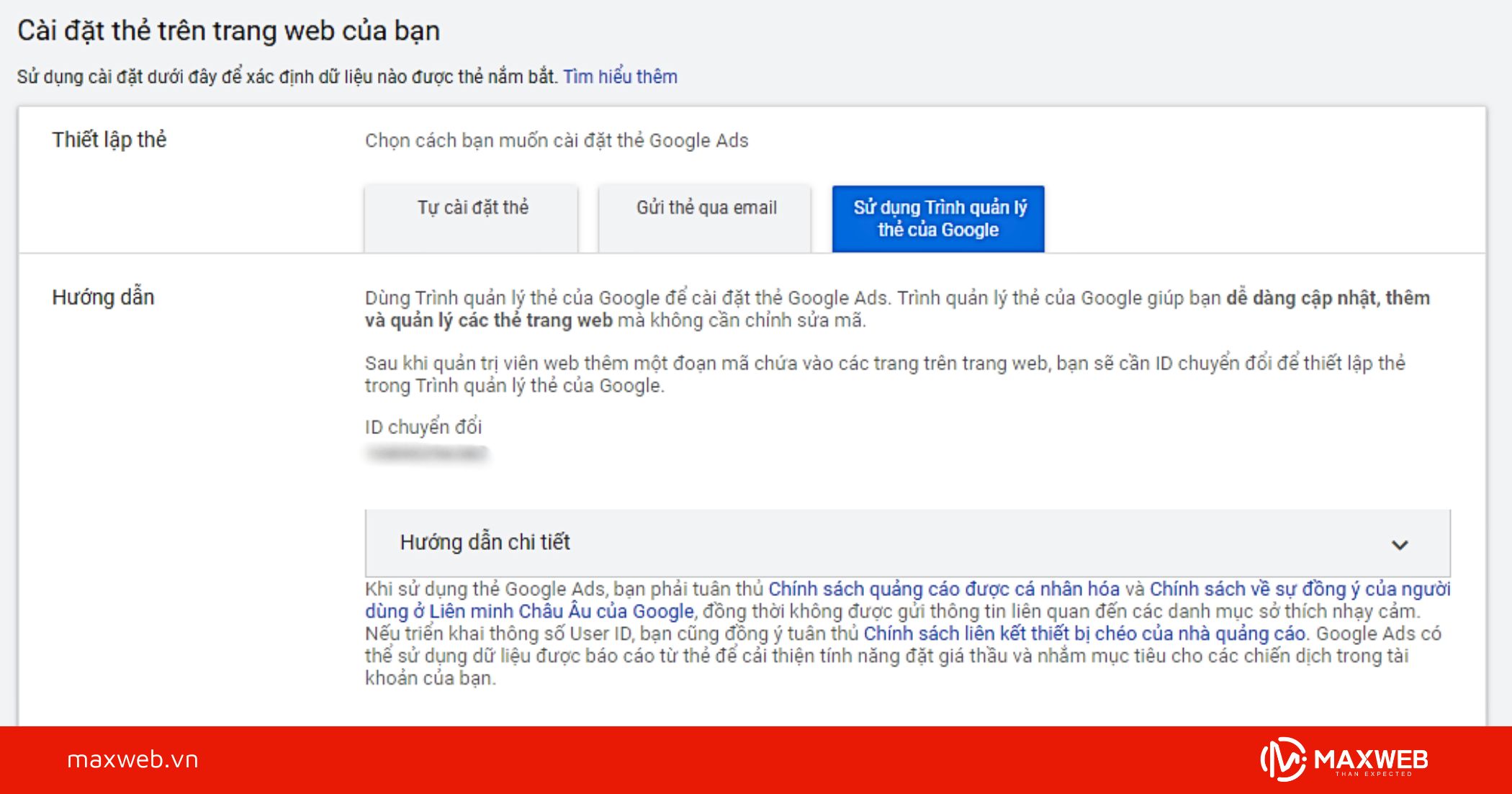 Bước 2: Chọn cách cài đặt thẻ Remarketing