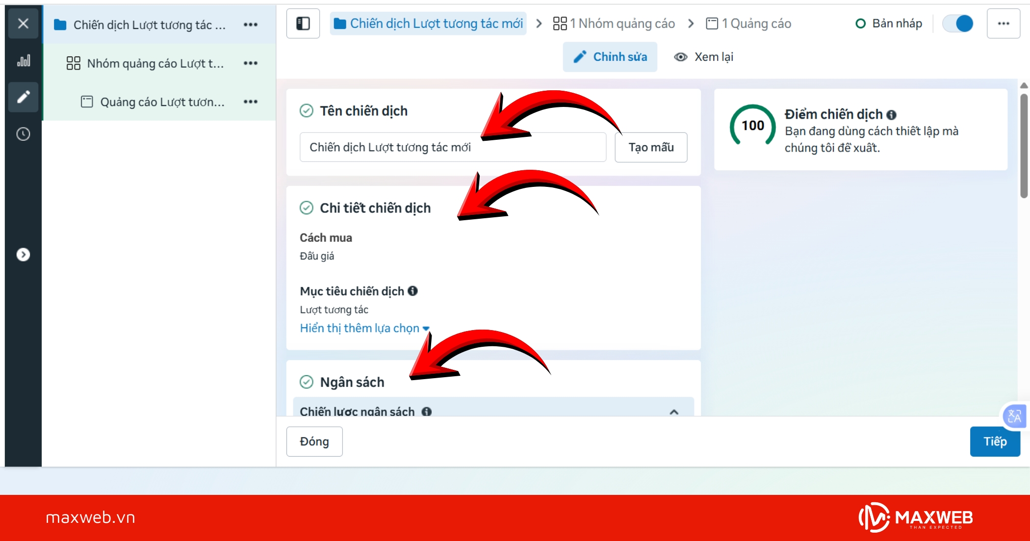 Cài đặt nhóm quảng cáo
