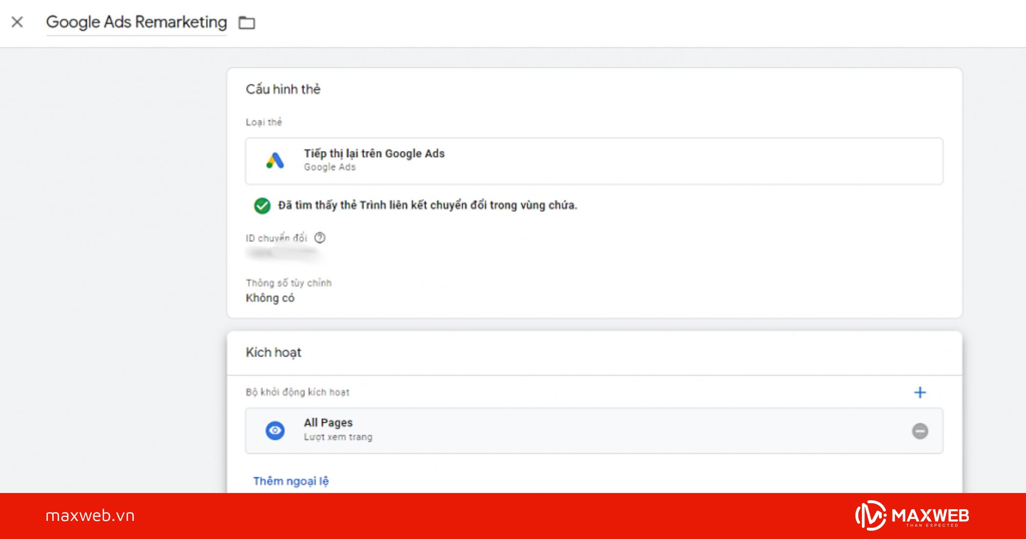 Bước 3: Gắn mã Remarketing bằng Google Tag Manager