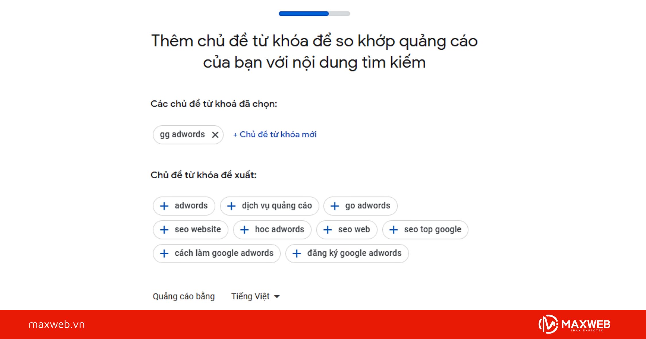 Bước 4: Thêm chủ đề quảng cáo