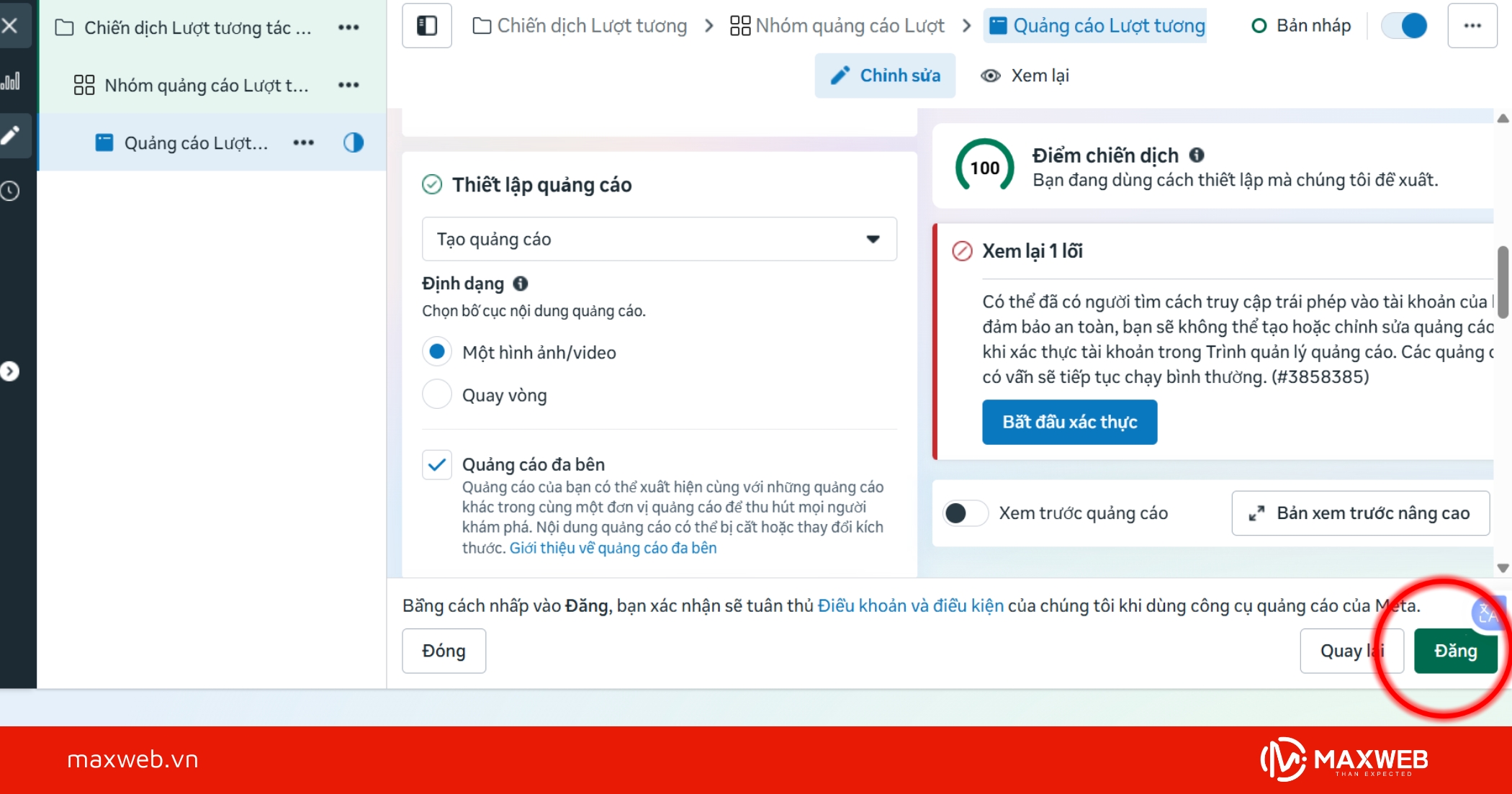 Đăng quảng cáo và chờ duyệt