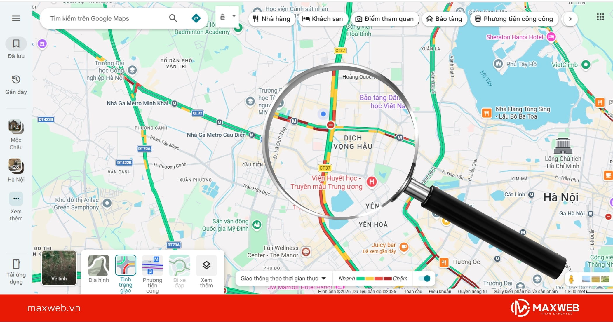 Quan sát màu sắc hiển thị mật độ giao thông