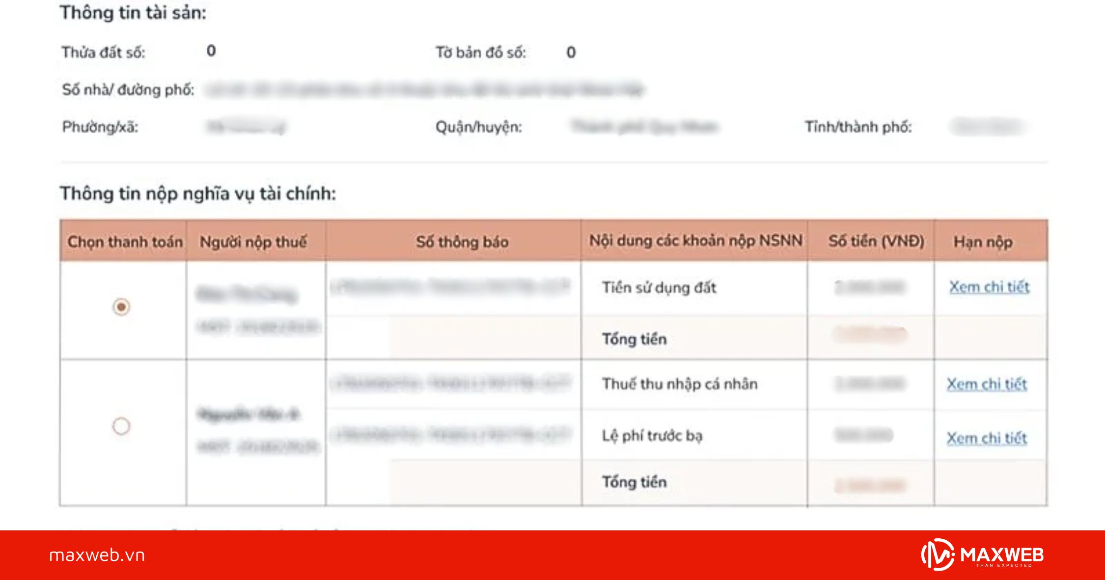 Bước 5: Kiểm tra nghĩa vụ tài chính và xác nhận thanh toán
