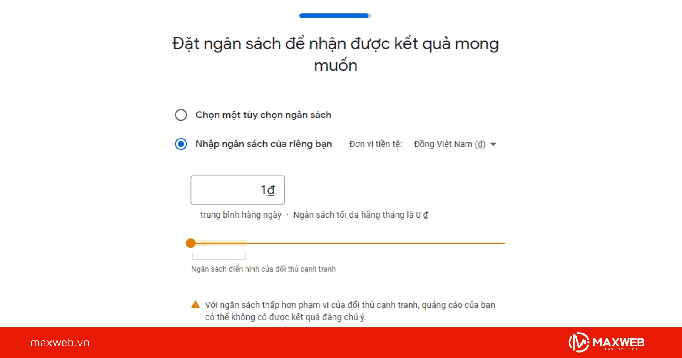 Bước 6: Thiết lập ngân sách và kiểm tra cài đặt