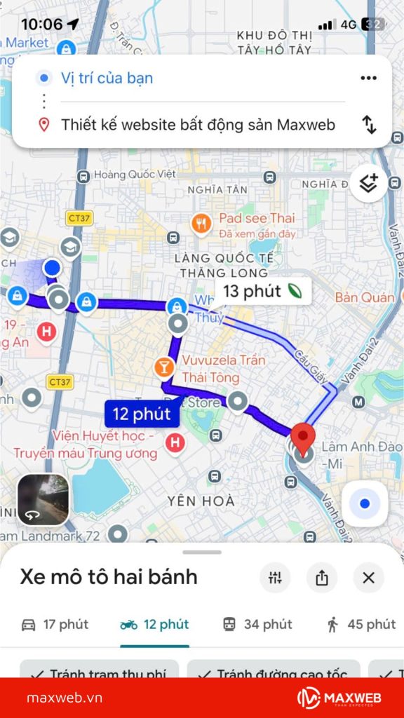 Nhập điểm đi và điểm đến