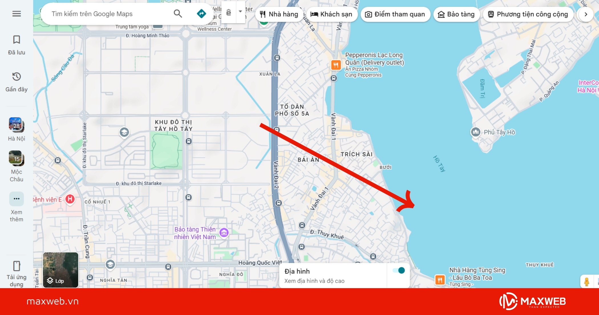 Màu xanh dương - Khu vực mặt nước