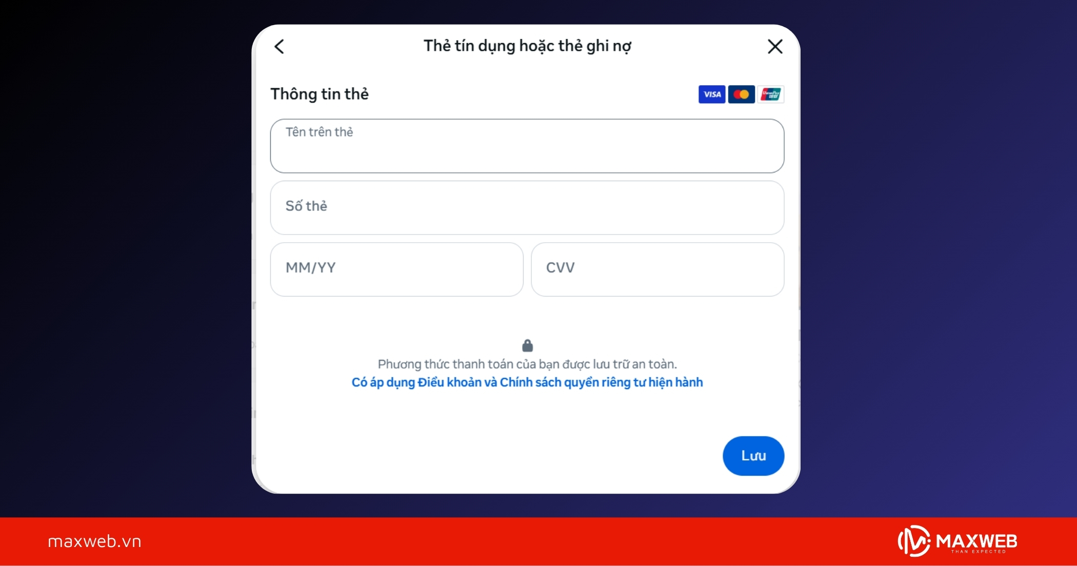 Nhập thông tin thẻ thanh toán