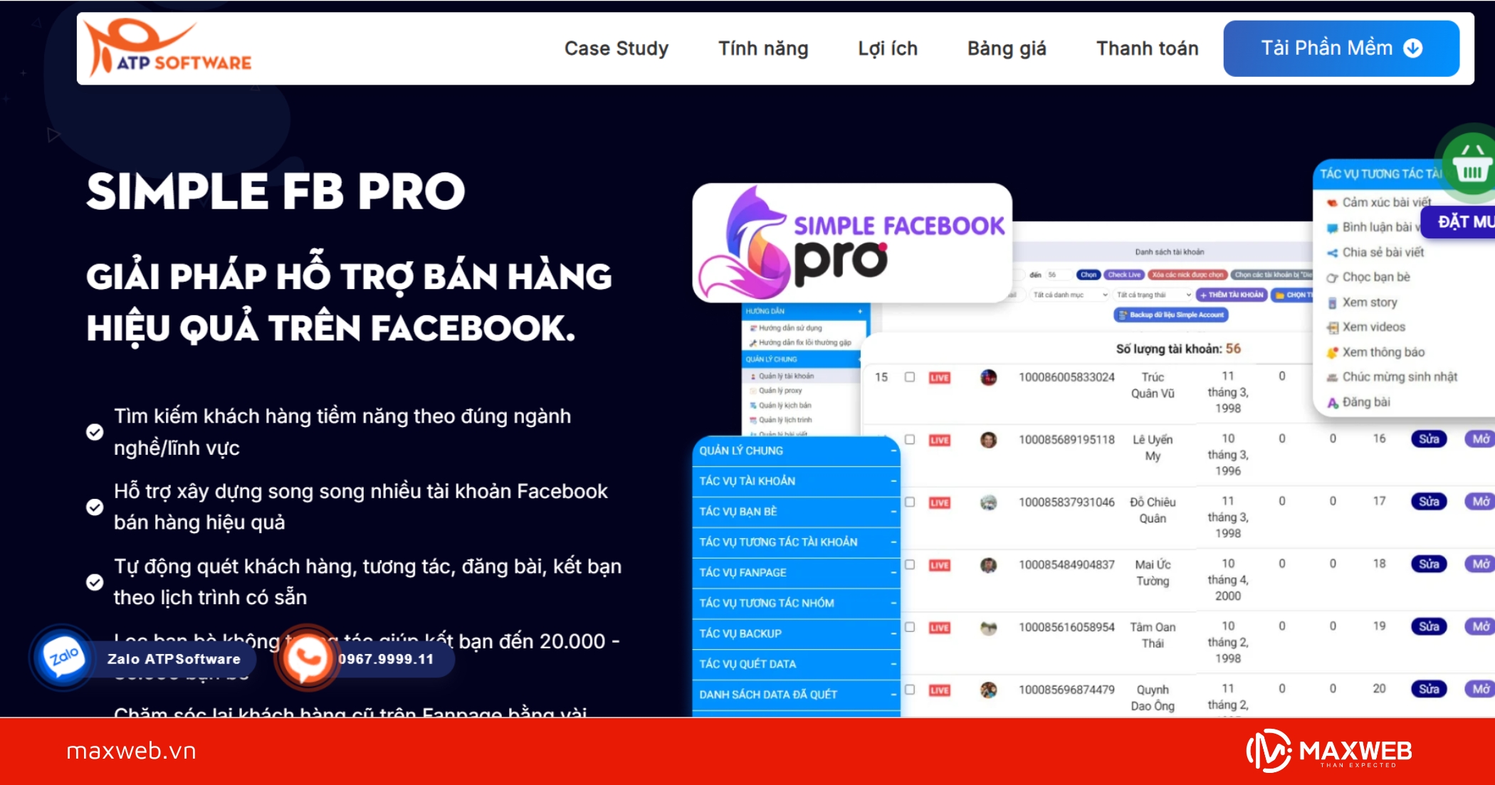 Phần mềm bán hàng Facebook miễn phí Simple Facebook