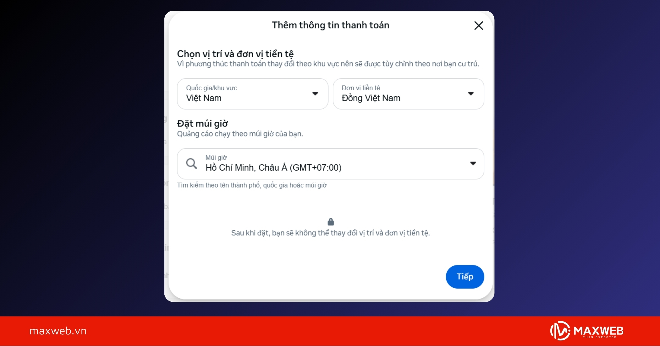 Thiết lập thông tin tài khoản quảng cáo